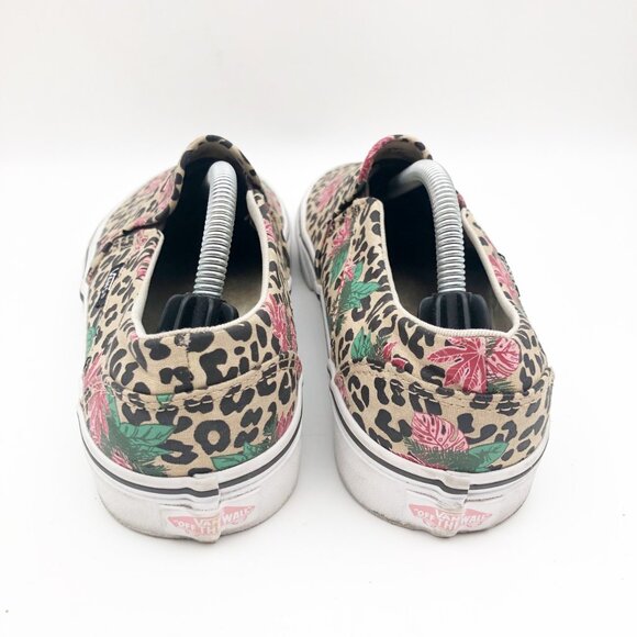 VANS Asher Palm Leopard Print Floral Slip On Sneakers Womens 8.5 - Picture 5 of 11